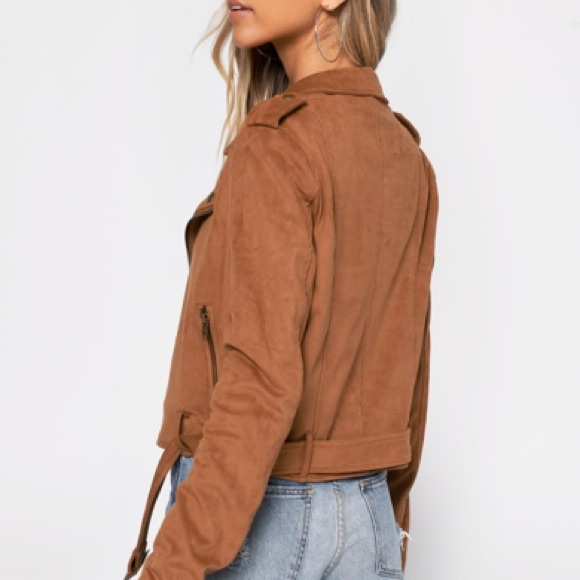 TOBI Fall Faux Suede Tan Moto Jacket (Neutral Layer) - Picture 7 of 7